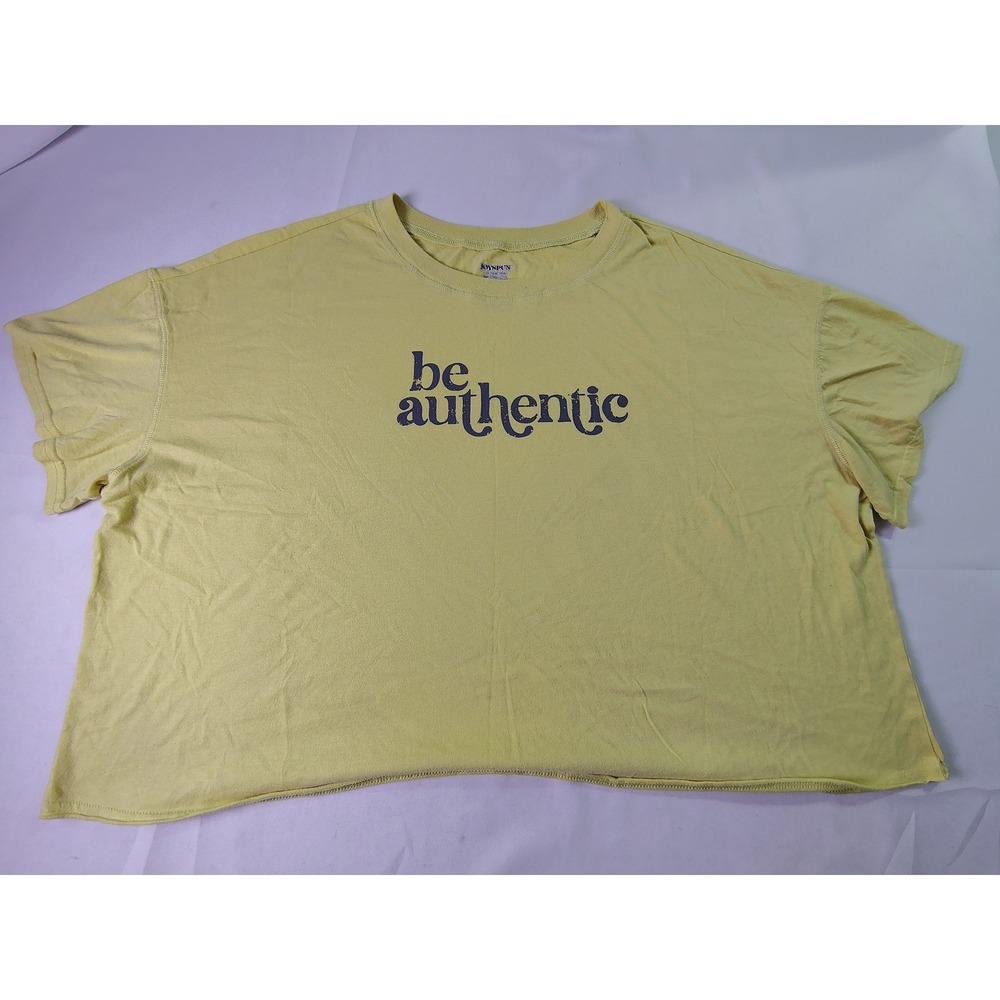 Joyspun Womens Be Authentic Graphic Cropped Sleep Tee Drop Shoulder Boxy 2X